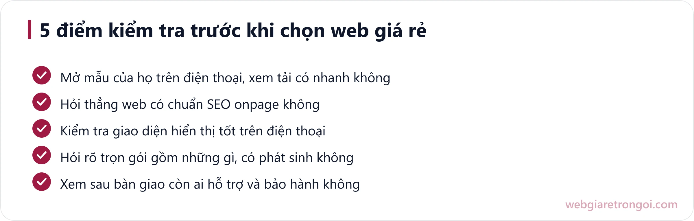 Danh sách 5 điểm cần kiểm tra trước khi chọn dịch vụ thiết kế web giá rẻ trọn gói